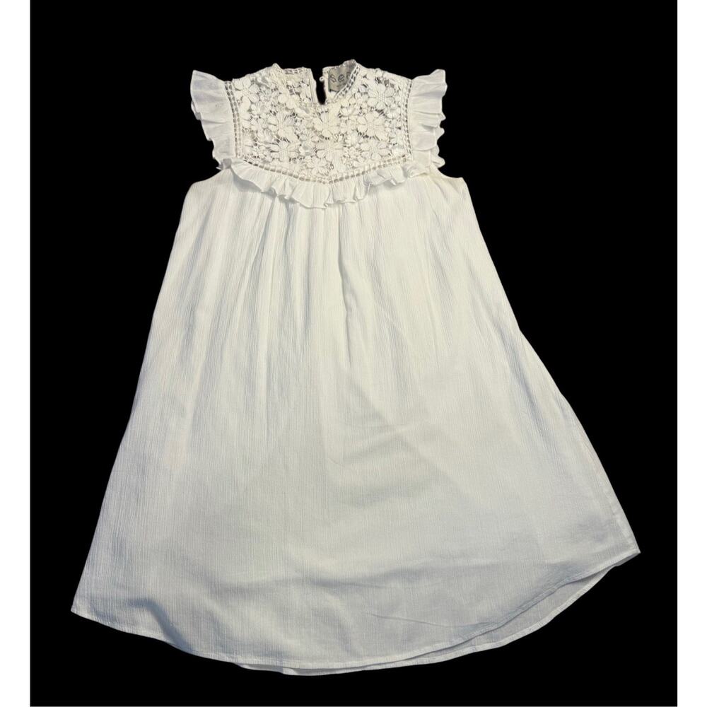 SEA NEW YORK White Cotton‎ Midi Dress/Crotchet Floral/ Petal Sleeve Boho Sz 0